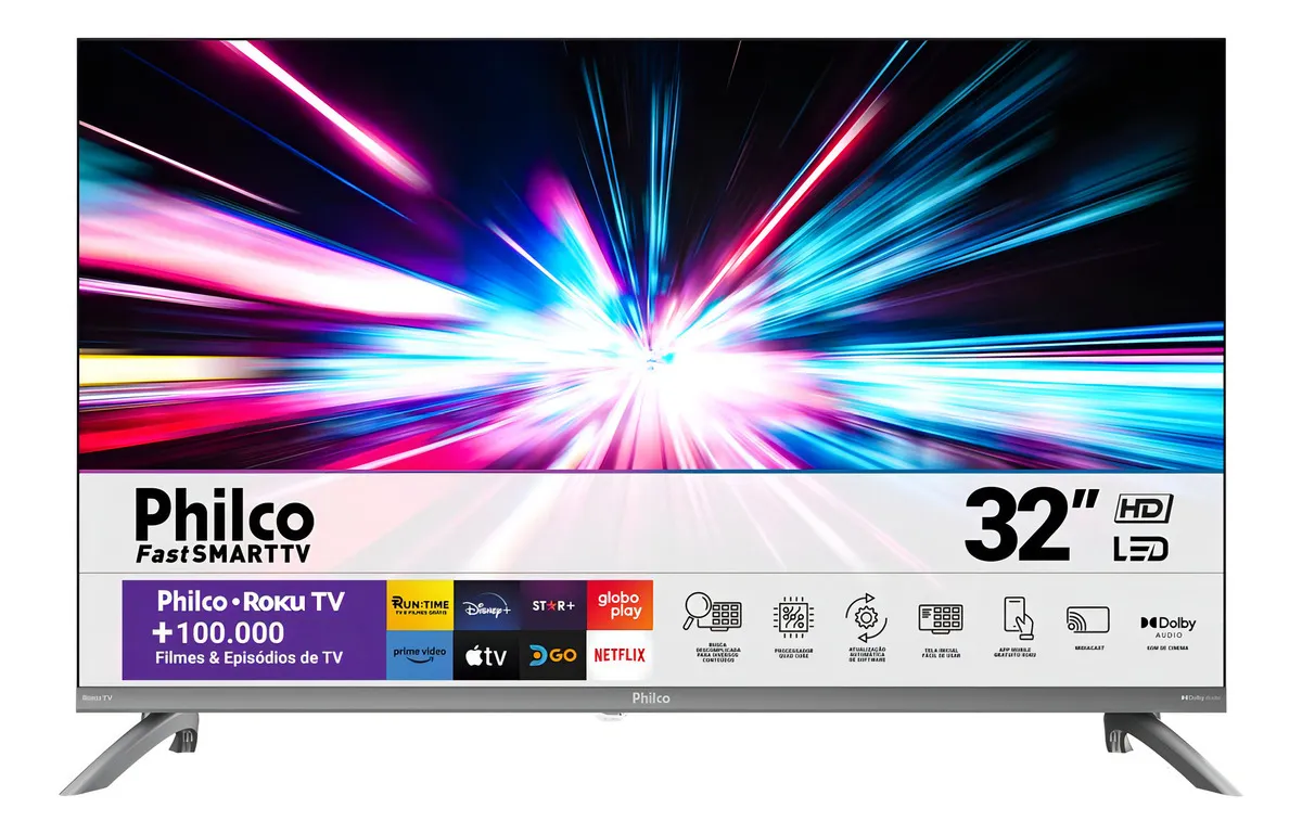Smart Tv 32 Philco Led Roku Tv Hd Dolby Audio Bivolt P32CRA