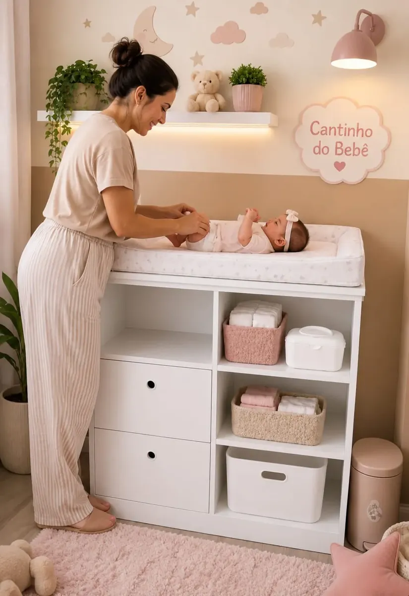 Cômoda Aparador Multifuncional Para Quarto Infantil Bebê