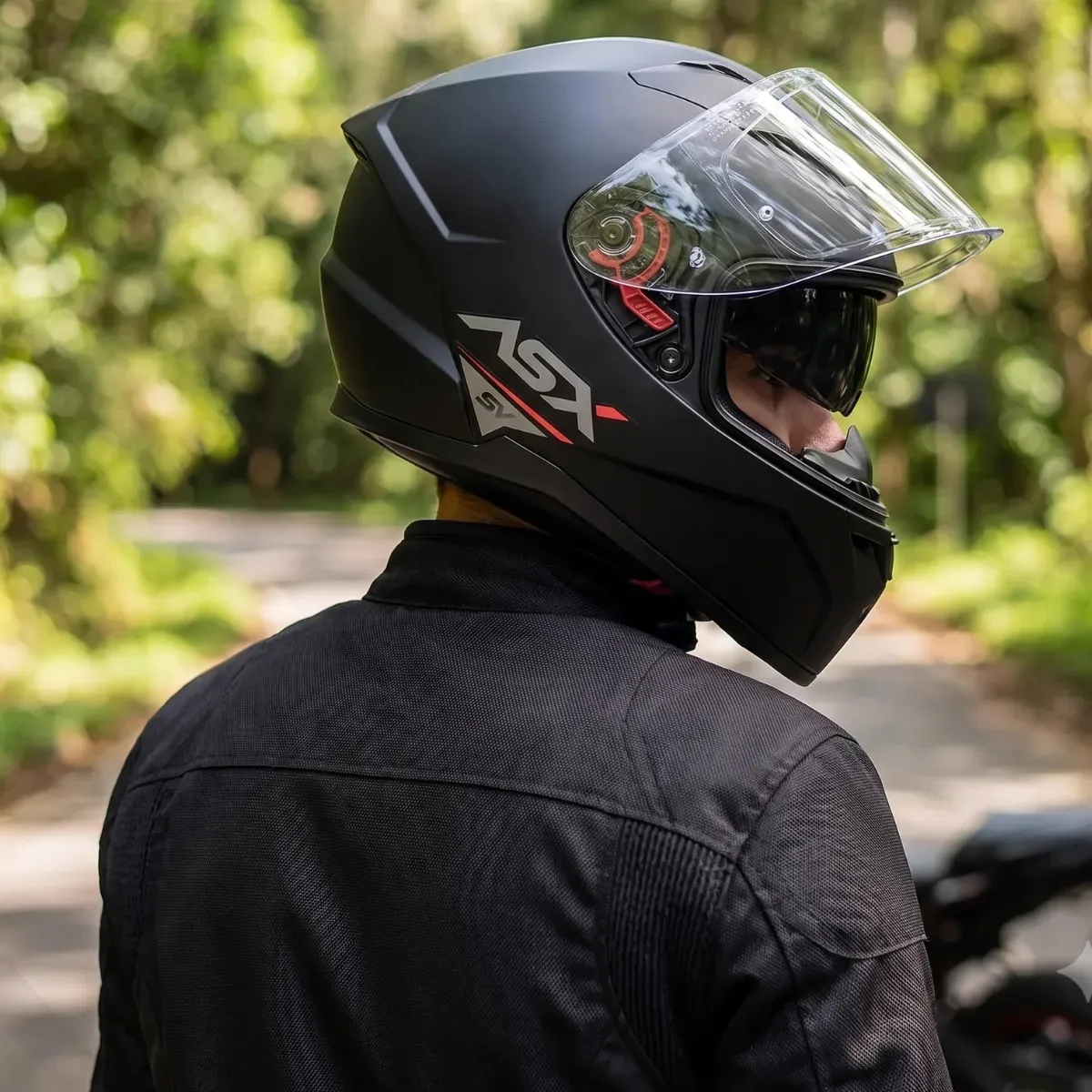 Capacete Moto Asx City Sv Preto Fosco Óculos Solar Interno — foto 2