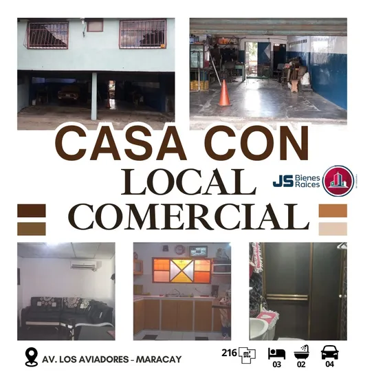  En Venta Casa Con Local Comercial 216mts2 Negociable Av. Los Aviadores Maracay. 002jsc
