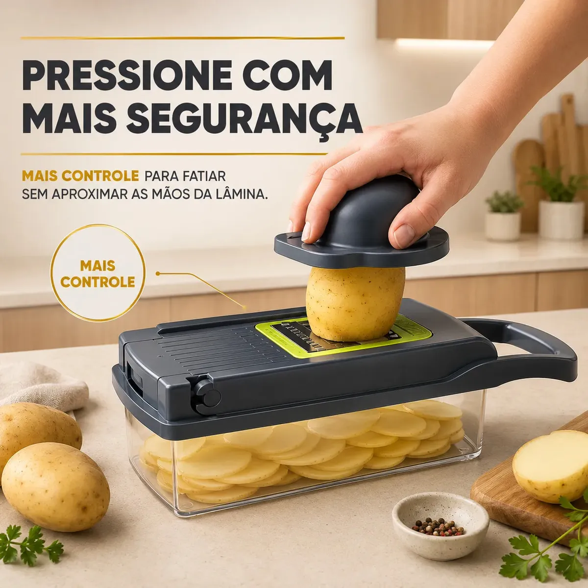 Cortador Fatiador Ralador De Legumes Frutas Vegetais Triturador Picador Manual 16 Peças para Cozinha Mandolin Inox Sólar na cor verde/preto — imagem 3