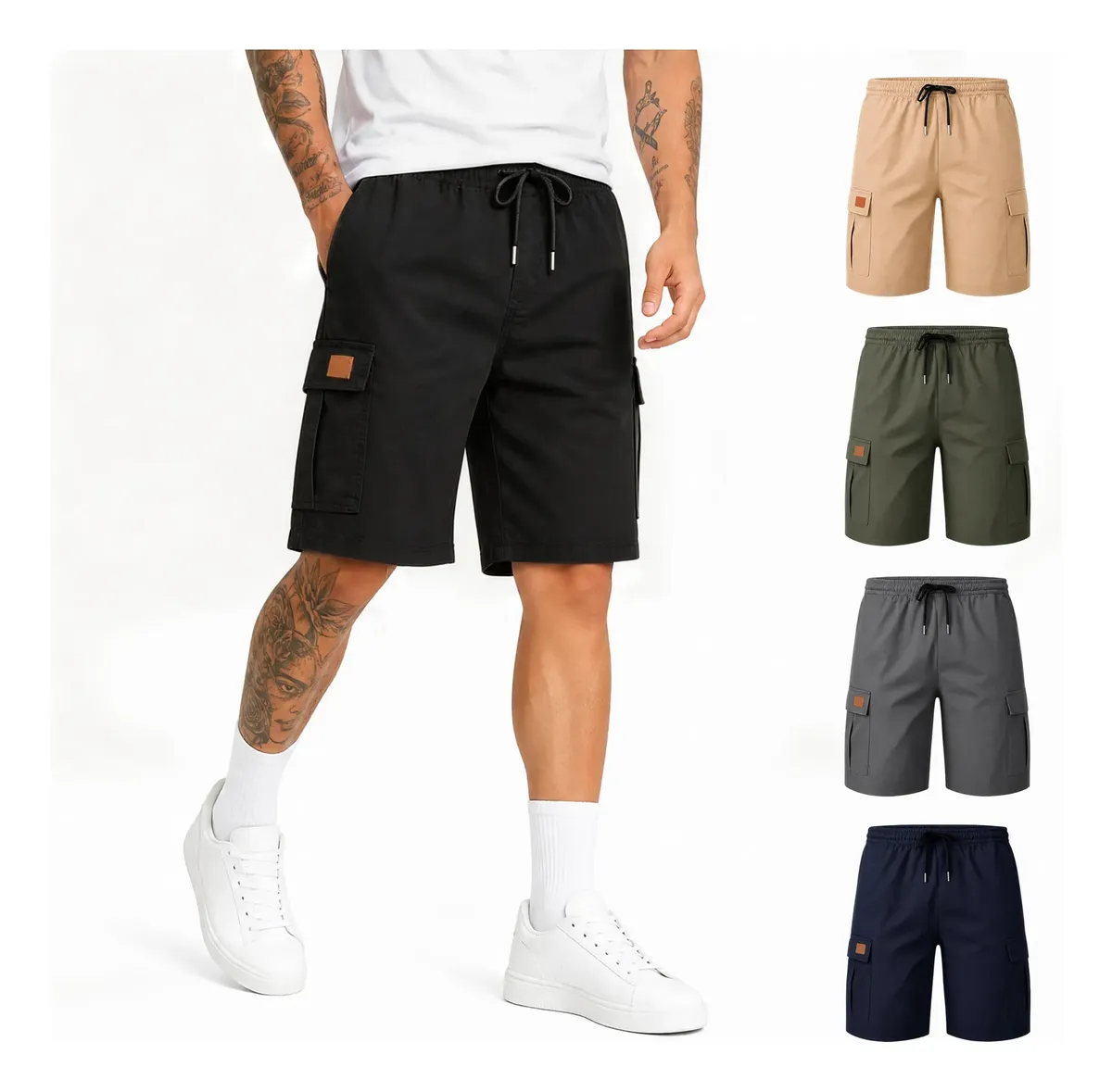 Bermuda Cargo Masculina Skate Larga Elástico Short Adulto