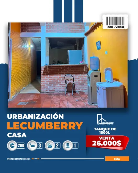 Casa En Venta En La Urbanización Lecumberry. Cúa