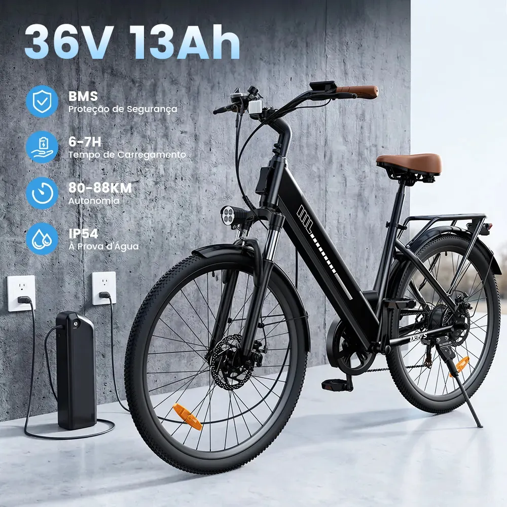 Xroymexroy UCITYS 750W aro 26 — bicicleta elétrica com bateria removível — foto 3 da galeria