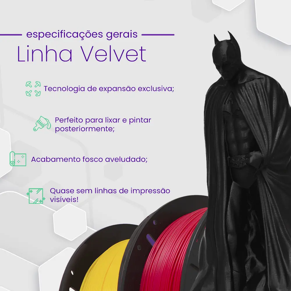 Filamento Pla Velvet Preto 1kg Preto Velvet