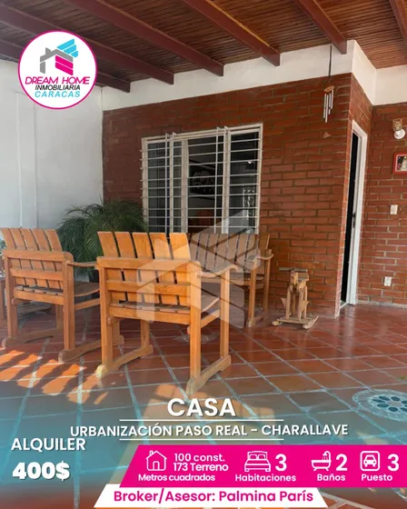 Casa En Alquiler En Charallave Urbanización Paso Real.
