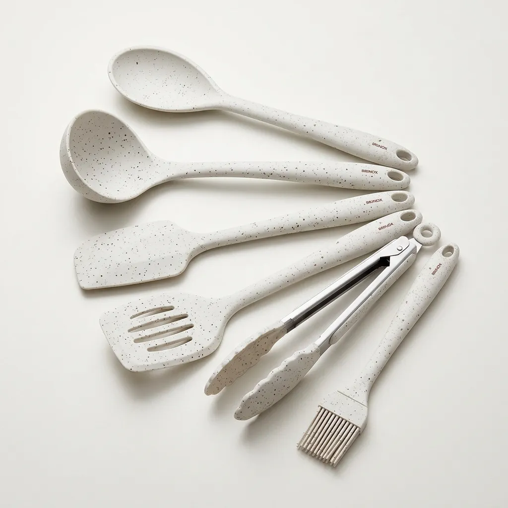 Kit Jogo Utensílios Silicone Brinox Cozinha Confeitaria 6pcs