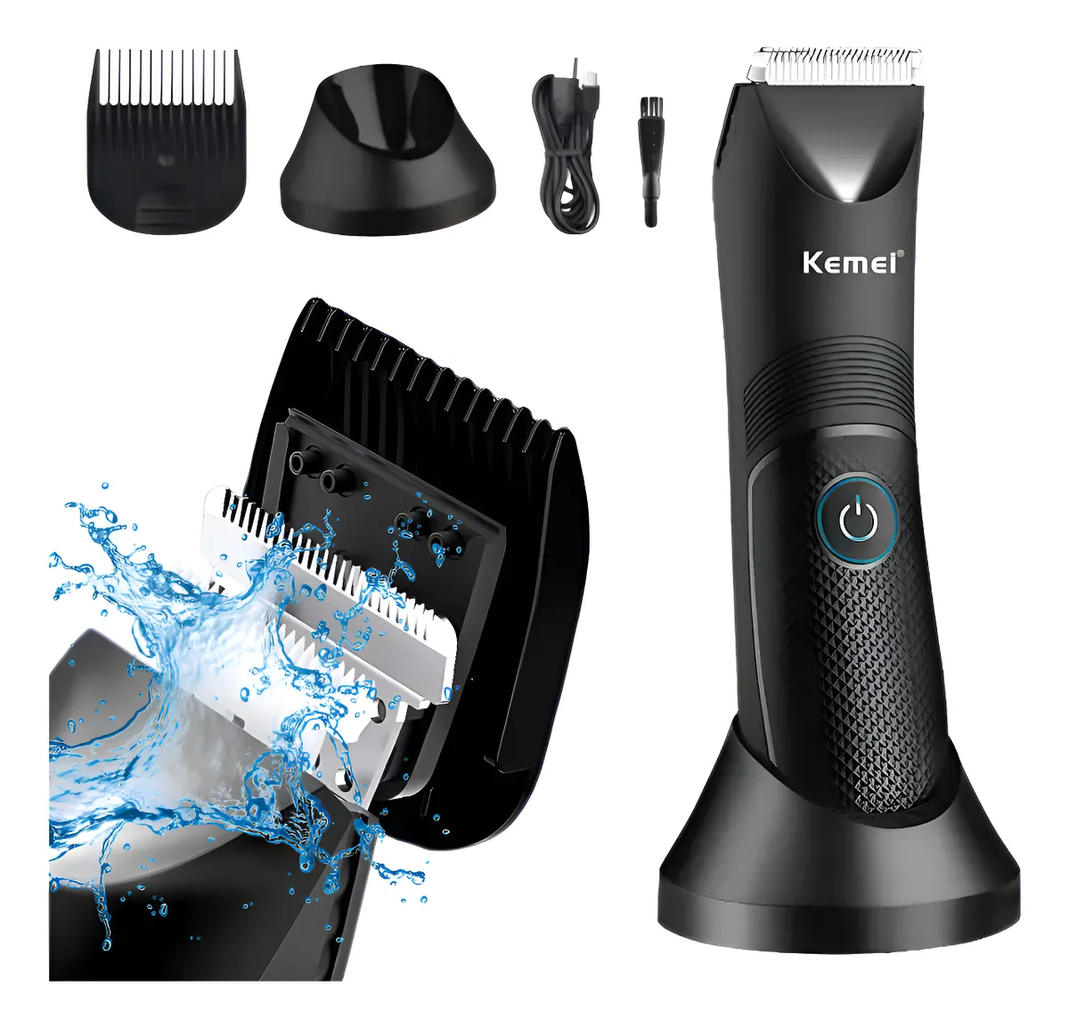 Aparador Pêlo Íntimo Masculino Lâmina Cerâmica Prova D'água Aparador Pelo Intimo Preto...