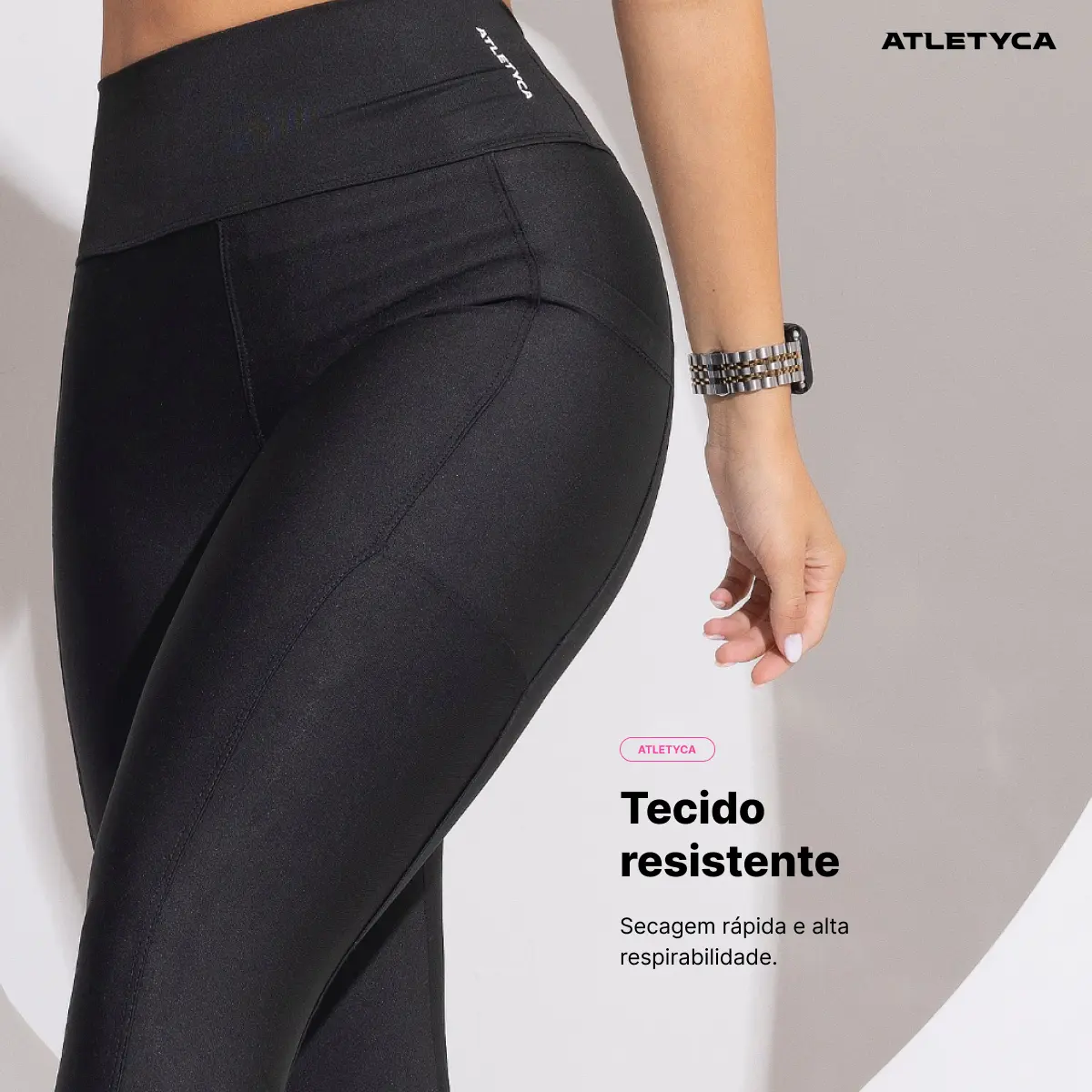 Legging preta com tecido resistente e respirável