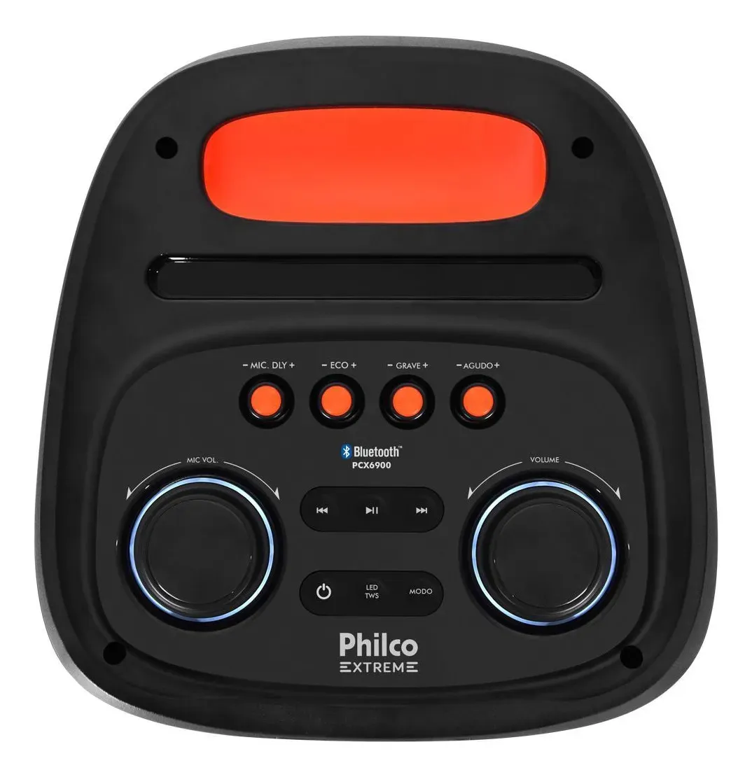 Caixa Som Philco Extreme 1200w Connection Tws Pcx6900 2 Mic Preto 127/220v