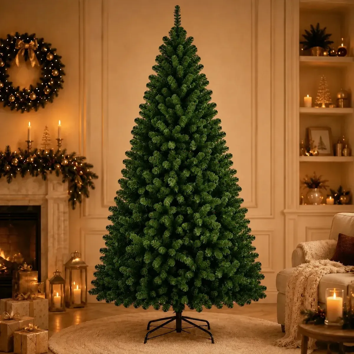 Árvore De Natal Grande 2,10 Metros Pinheiro Tradicional 1000 Galhos Cheia Verde Luxo