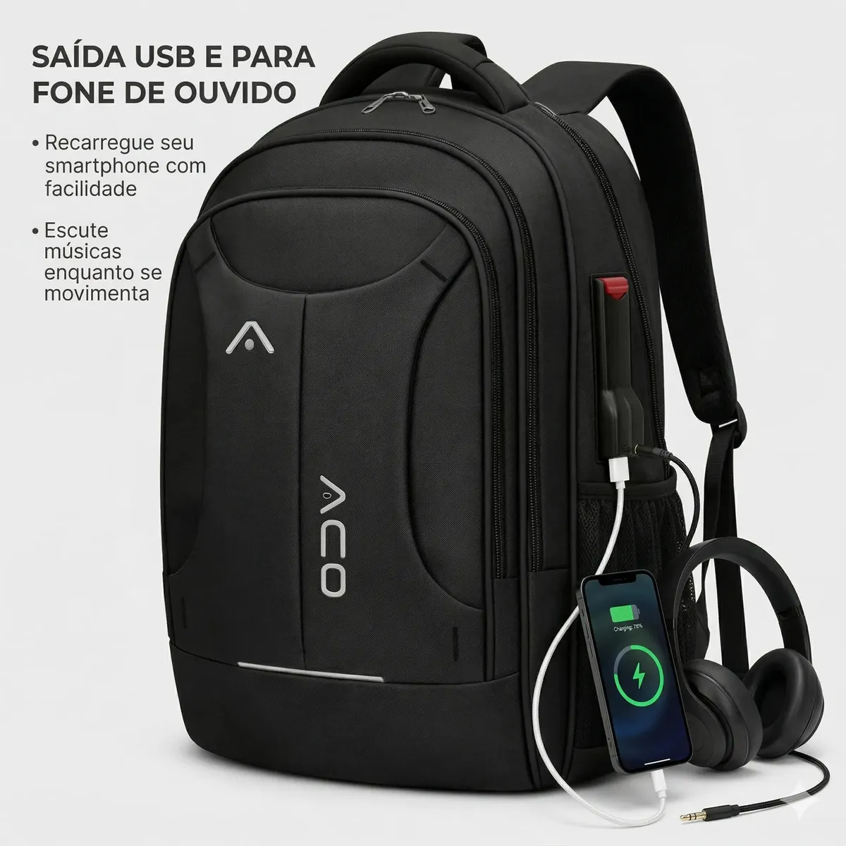 Mochila Notebook Masculina Reforçada Impermeável Executiva Viagem Anti Furto Grande 35L Forpak