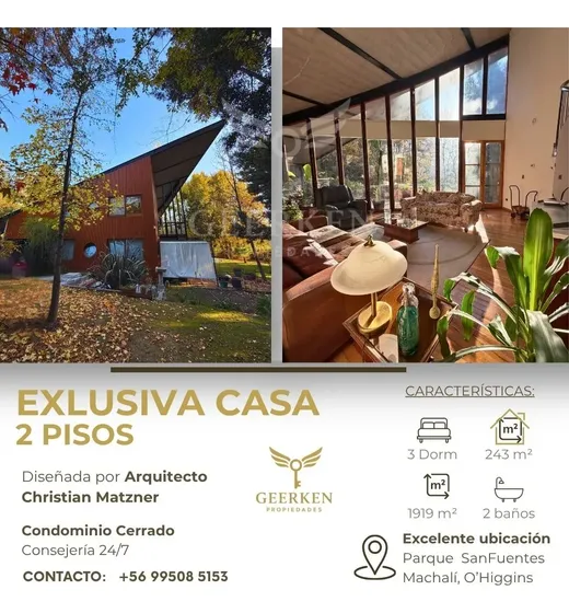 Casa Diseño Exclusivo 2 Pisos Parque San Fuentes Machali