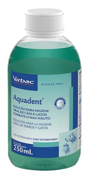 Solução Oral Virbac Aquadent 250ml Sabor Mentol Para Cães