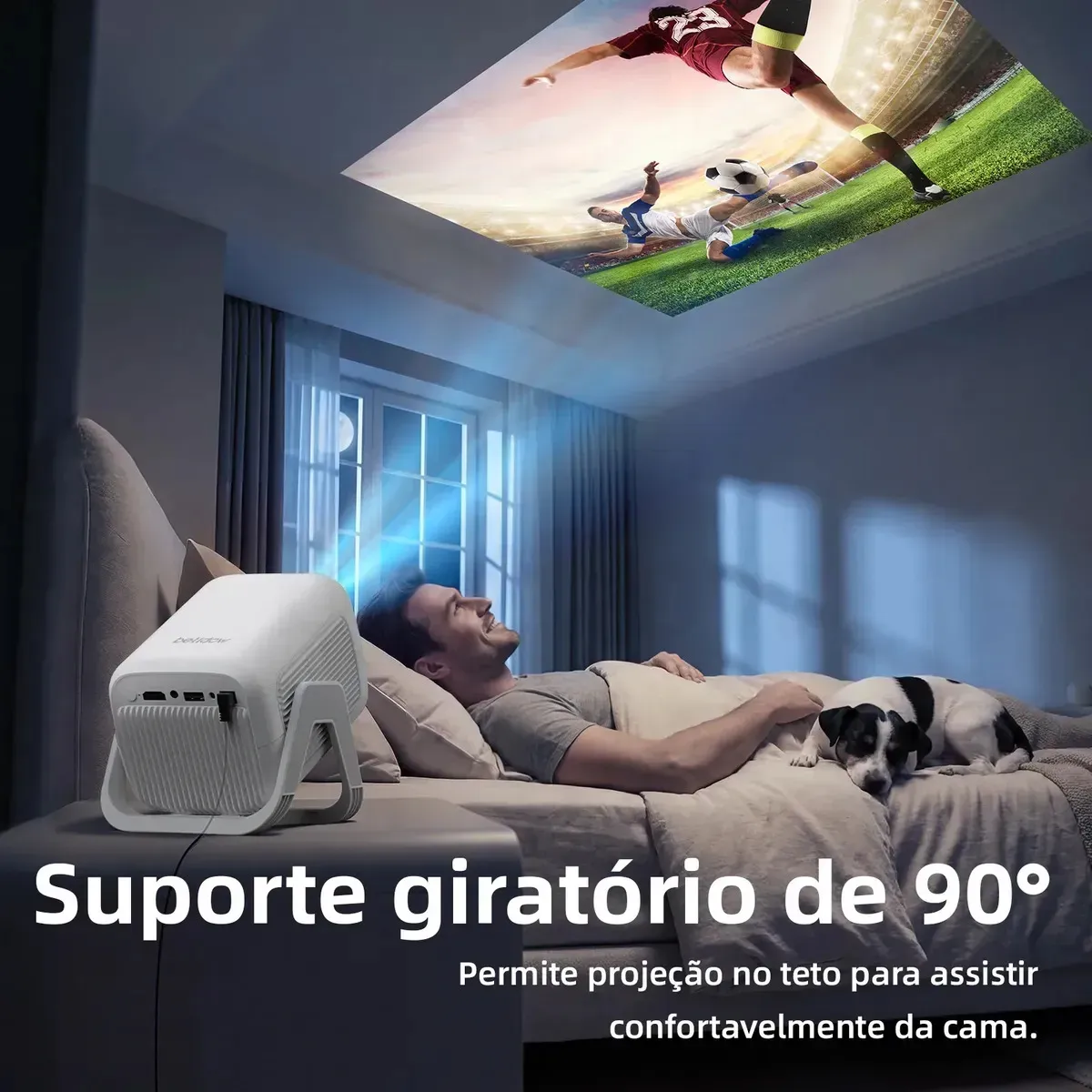 Mini Projetor Bettdow AC1066 Full HD 1080P 120'' Android 13 Wi-Fi Bluetooth