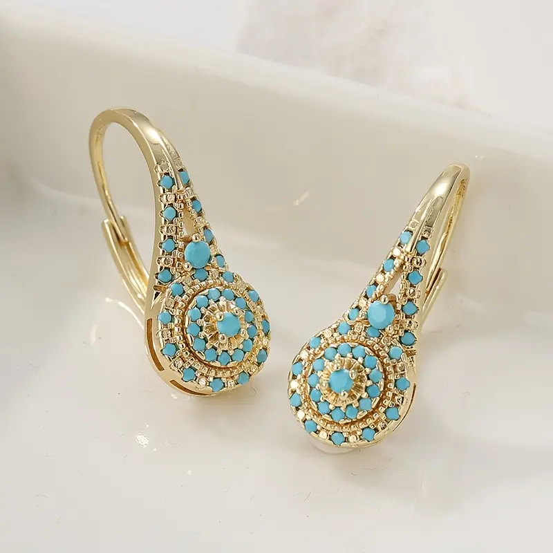 Brincos Elegantes Em Turquesa Falsa | Estilo Versátil U — foto 3