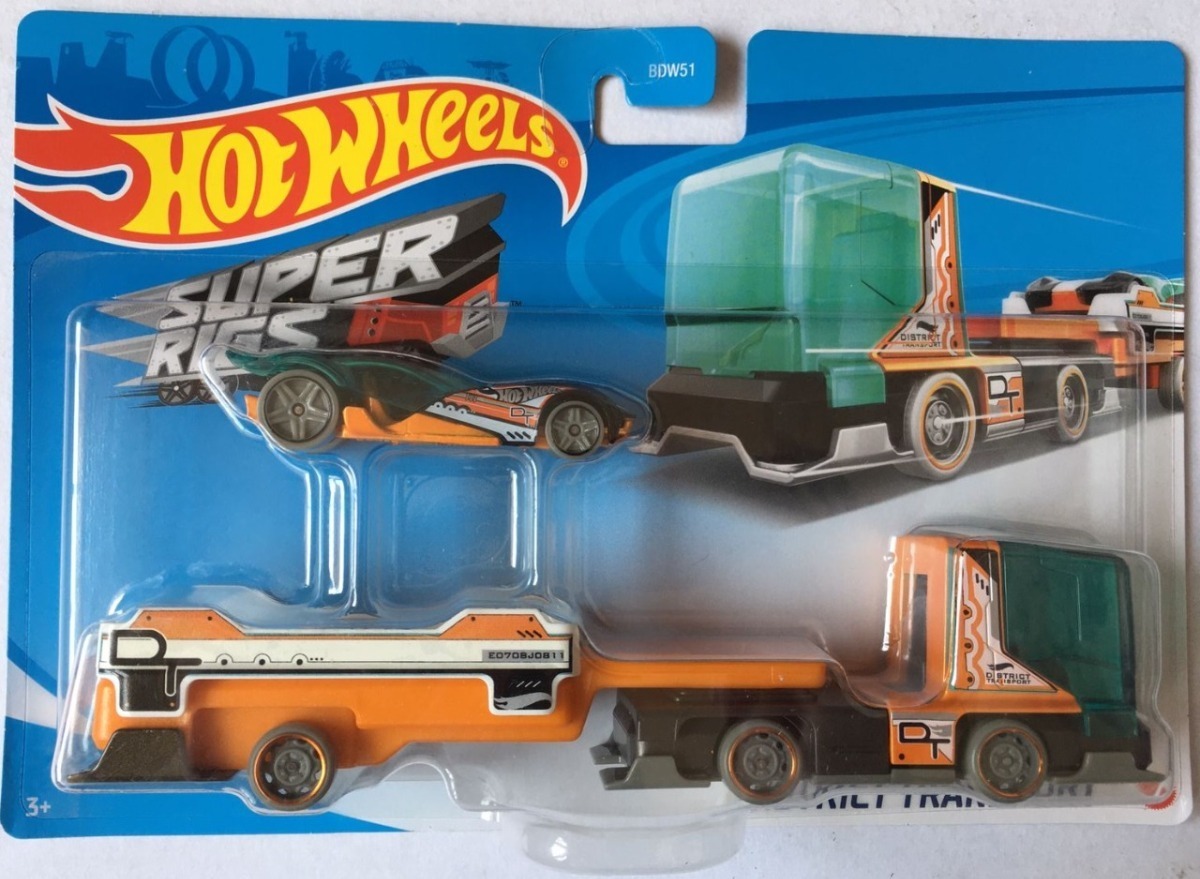 Hot Wheels Trailer Super Rigs District Transport Envío Gratis