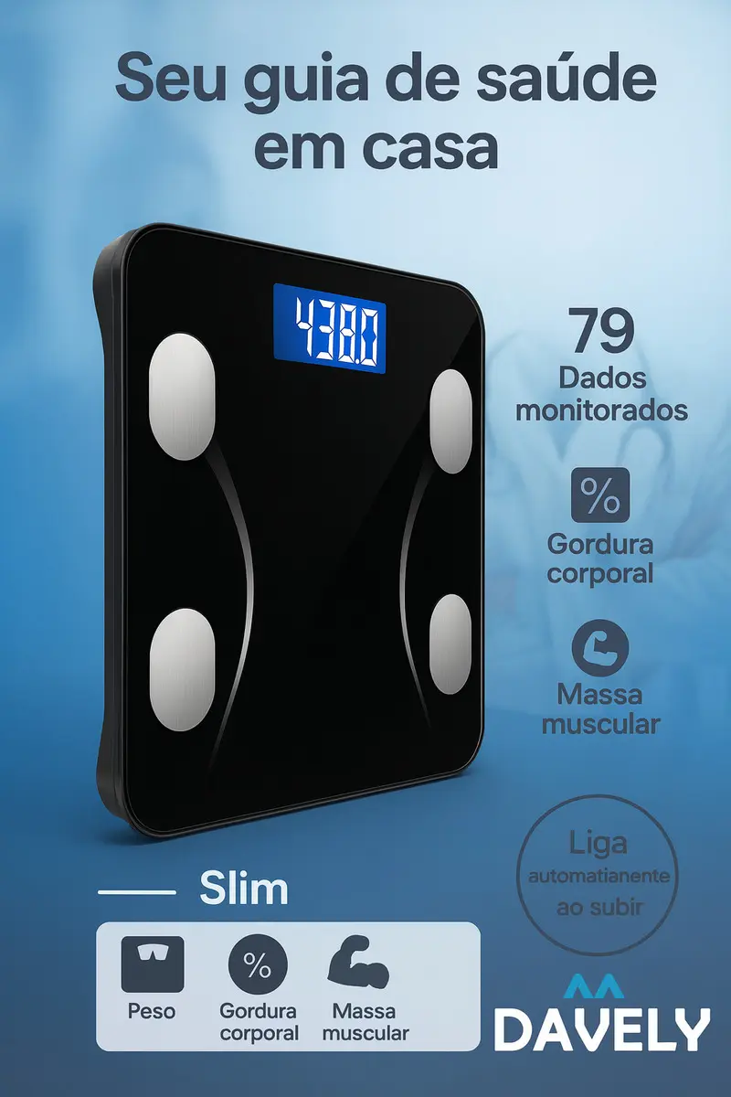 Balança Digital Bioimpedância Bluetooth Corporal Aparelho Alta Capacidade Balança De Banheiro Academia App Para Android E Para Ios Cor Preto Marca Davely — foto 4