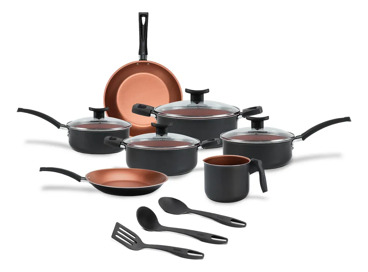 Jogo De Panelas Brinox 10 Peças Ceramic Life Floria Topázio
