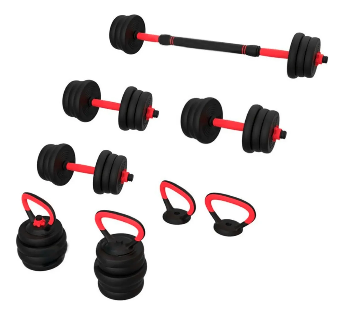 Kit De Halteres E Anilhas Ajustáveis Kettlebell Academia Fit Cor Preto - Imagem 6