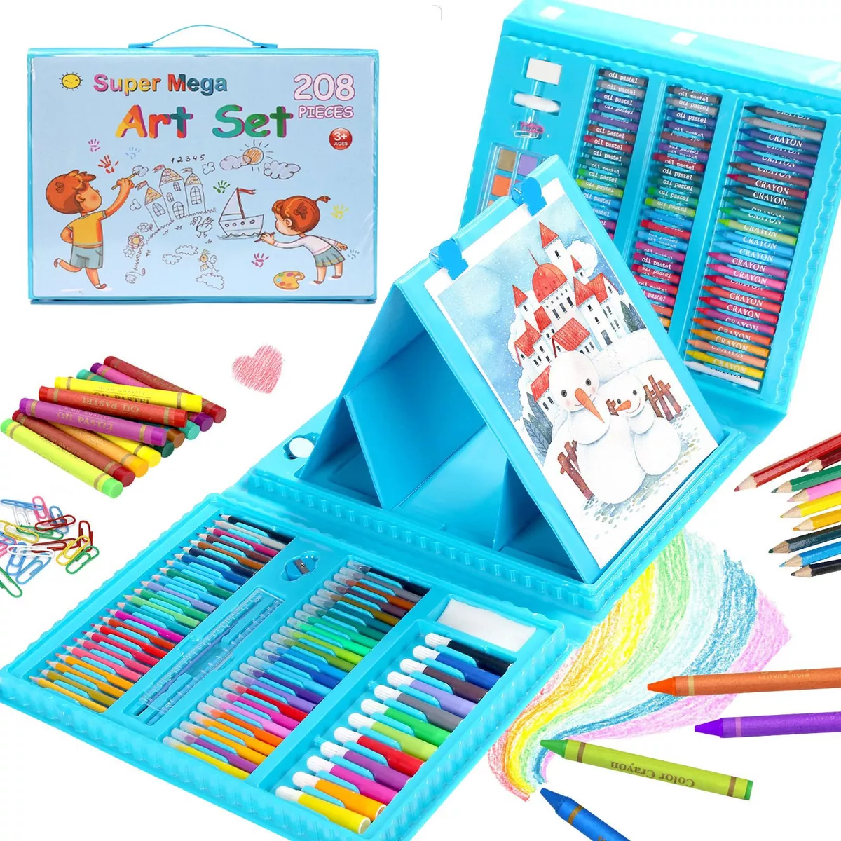 208 Piezas De Arte Para Niños Kit Set De Dibujo Portátil