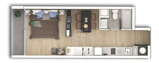 Departamento En Venta De 1 Dorm. En Santiago