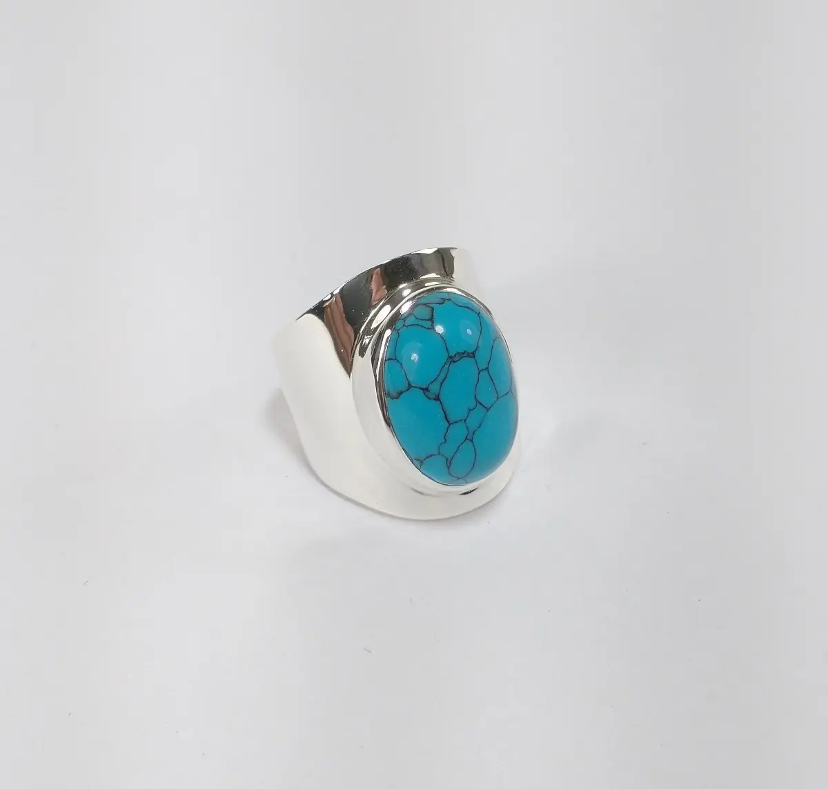 Anel Em Prata 950k Com Turquesa Oval 15x26mm — foto 5