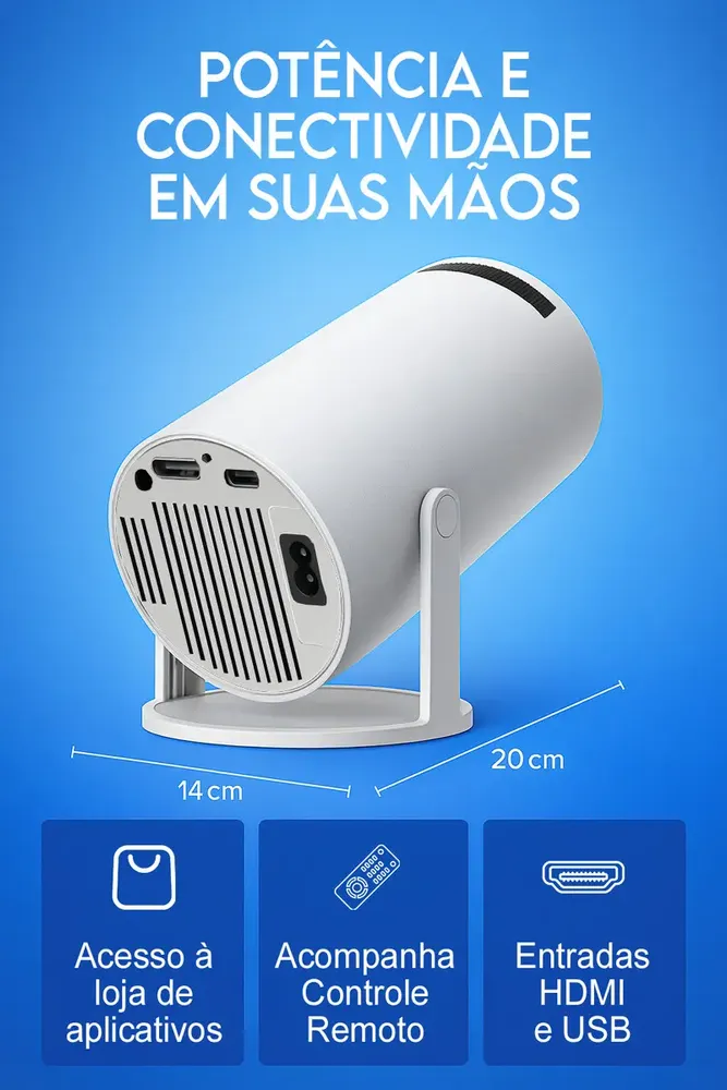 Mini Projetor Hy300 Android 4k Portátil Wi-fi Bluetooth Hdmi Usb Cinema Em Casa Compacto Alta Resolução Full Hd Smart Projetor Davely Celular Notebook Games Apresentação Branco 127/220v