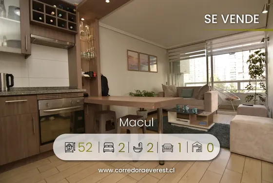 Se Vende Departamento 2d 2b + Estacionamiento. Macul