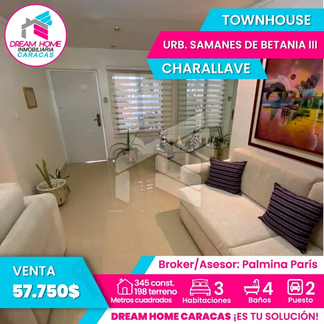 Townhouse En Venta  Charallave Urb. Samanes De Betania Iii