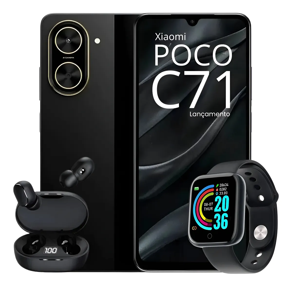 Smartphone Poco C71 128gb Dual Sim + Fone + Relogio Brindes