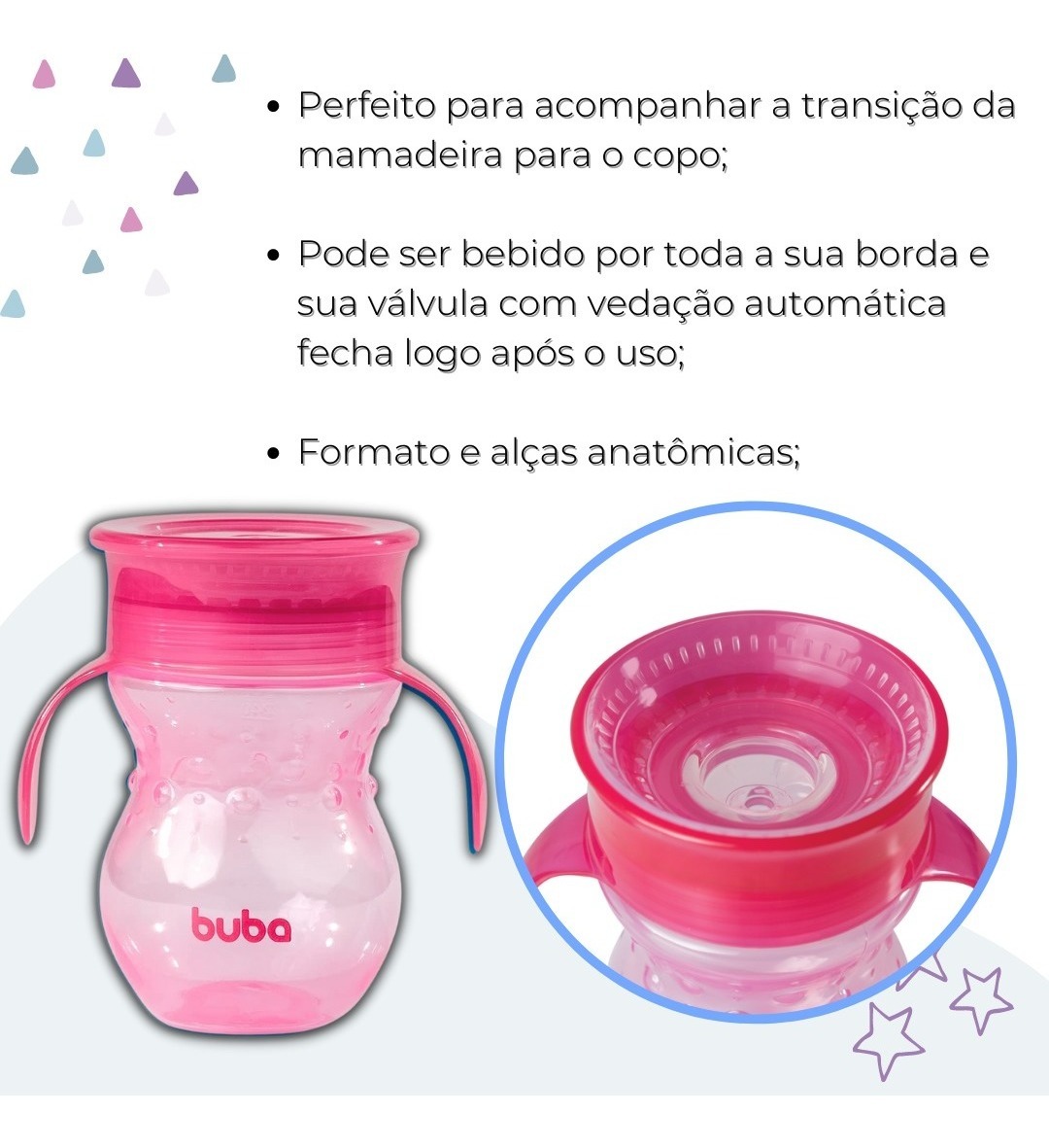 Copo de Treinamento 360 Bebê - com Alça - 270ml - Azul - Buba