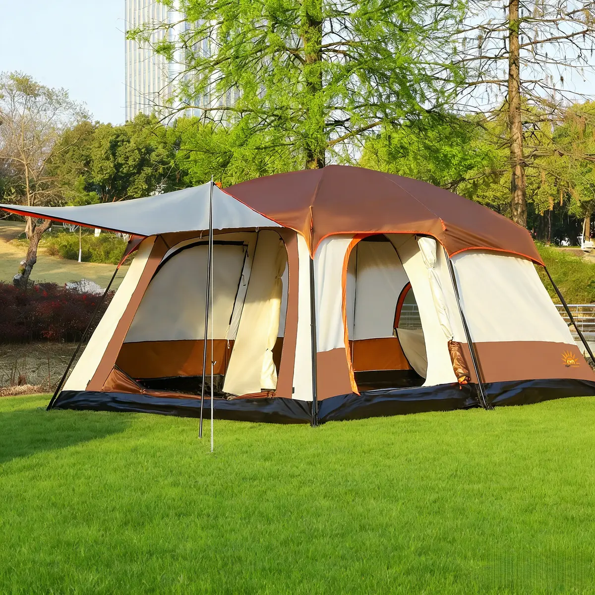 New Hawaii Barraca Camping 4-6 pessoas Acampamento Impermeável Grande Família pf50+ Marrom