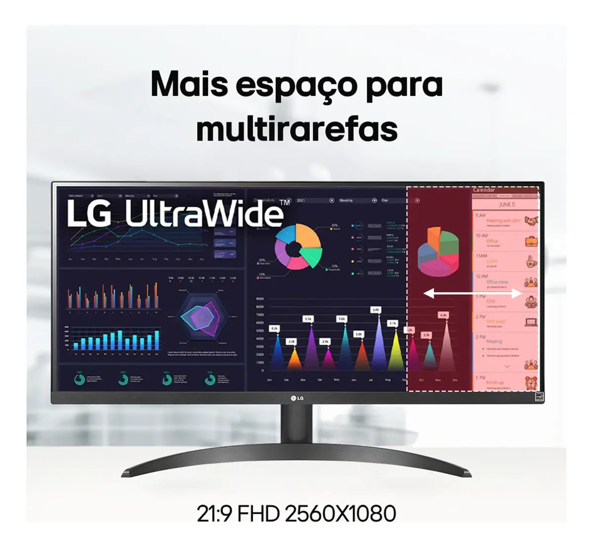Monitor LG Ultrawide - Tela Ips De 29 , 21:9, Hdr10, Srgb 99%, 100hz - 29wq500 Preto 127/220v
