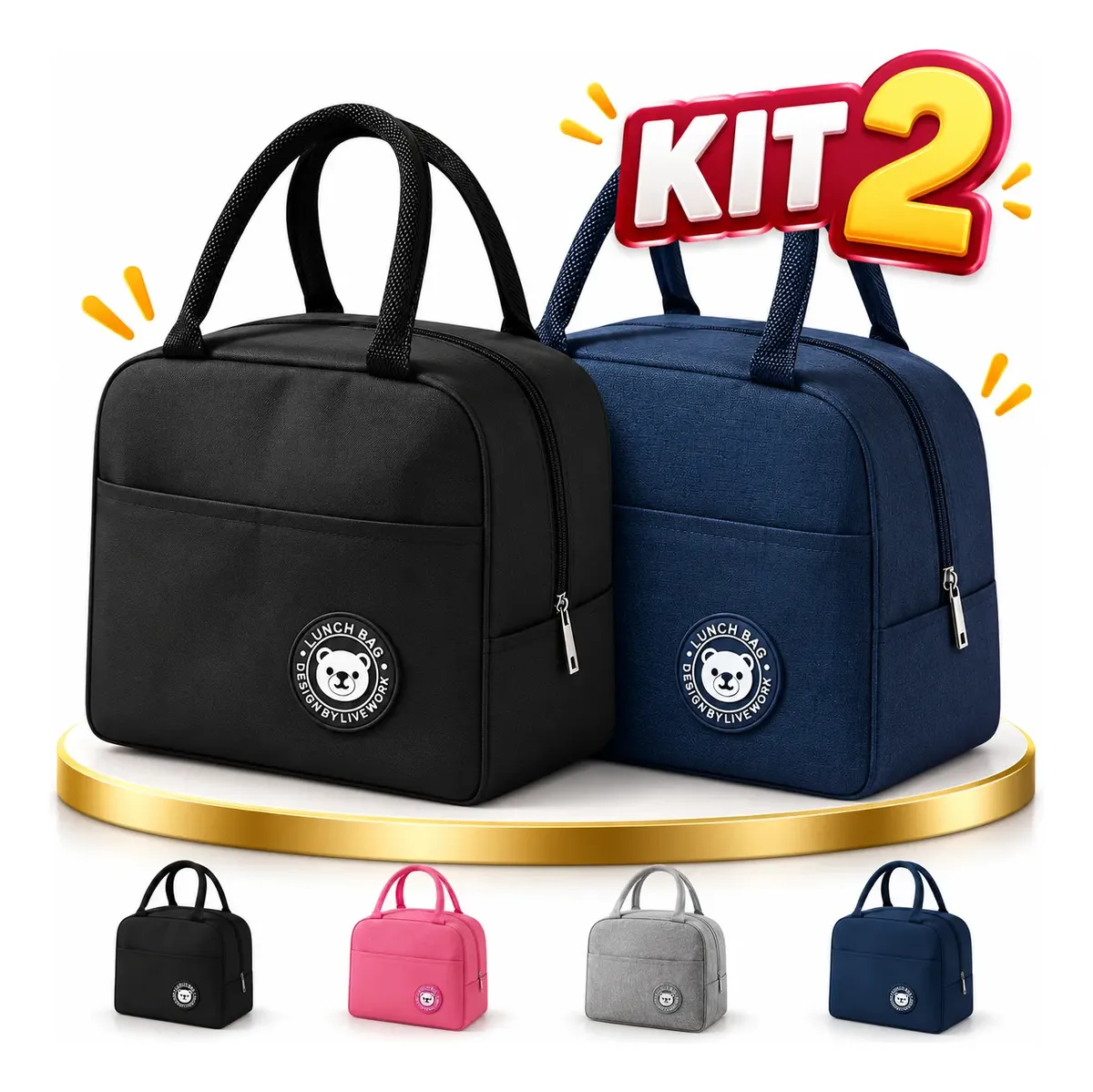 Kit 2 Bolsa Marmita Térmica Lancheira  Academia Trabalho Dia