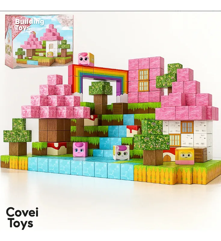 Kit 384 Blocos Magnéticos De Montar Construção Brinquedo Educativo Rosa Para Menina Covei Toys - Imagem 6