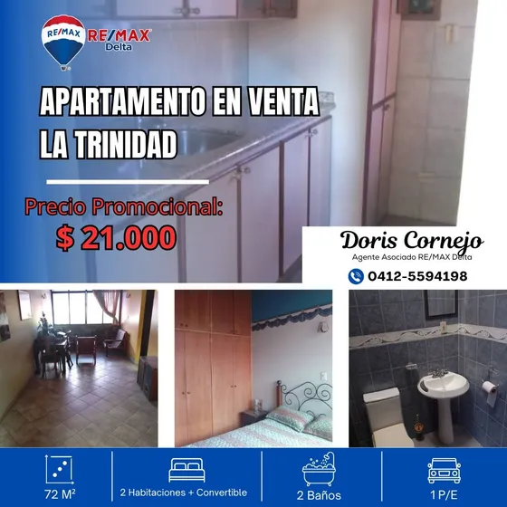 Venta De Apartamento, Conjunto Resid. La Trinidad, 72 Mtrs2, Piso Alto, Urb. Castillejo