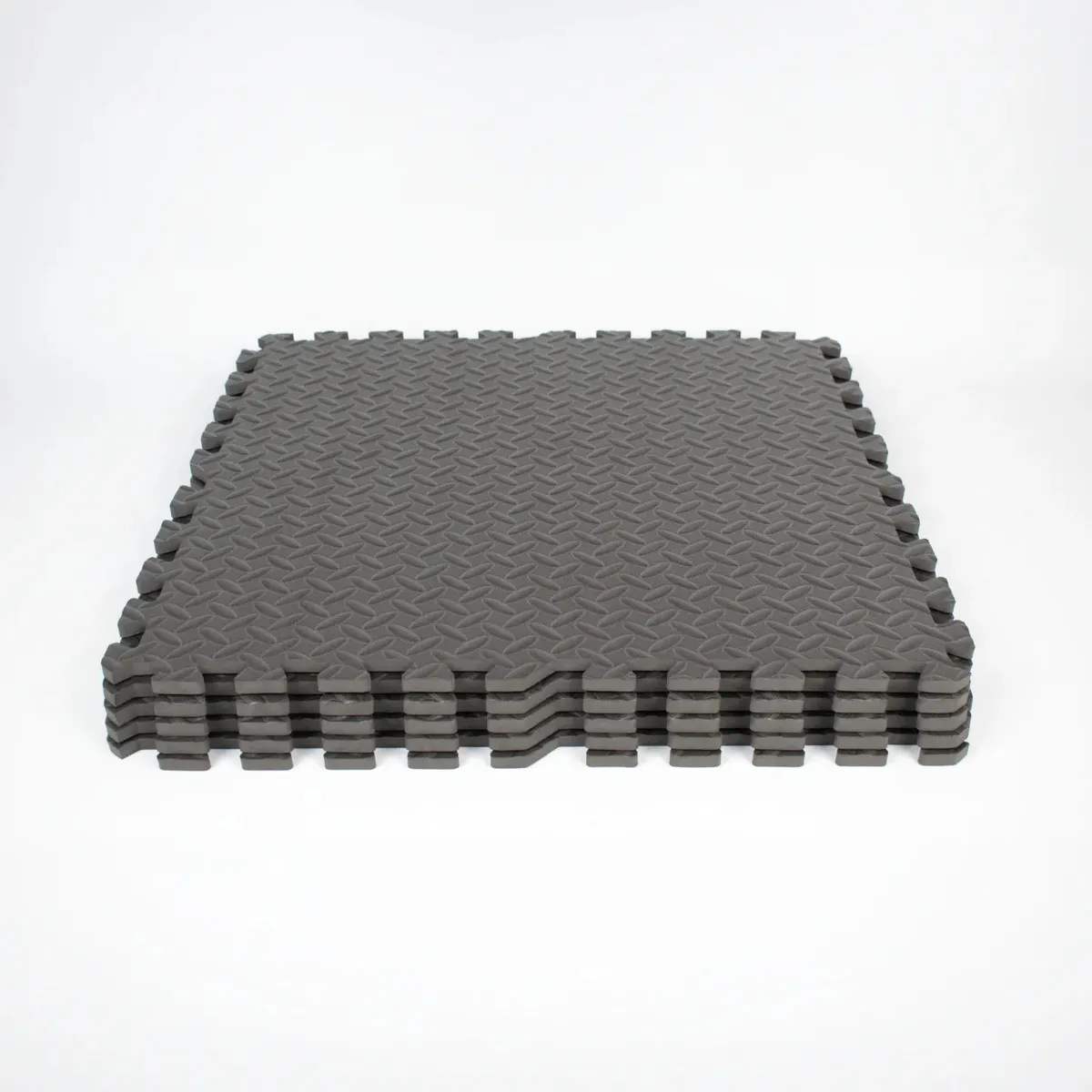 Pack X 4 Piso Goma Eva Encastrable + Bordes 60 X 60cm Gym Color Negro