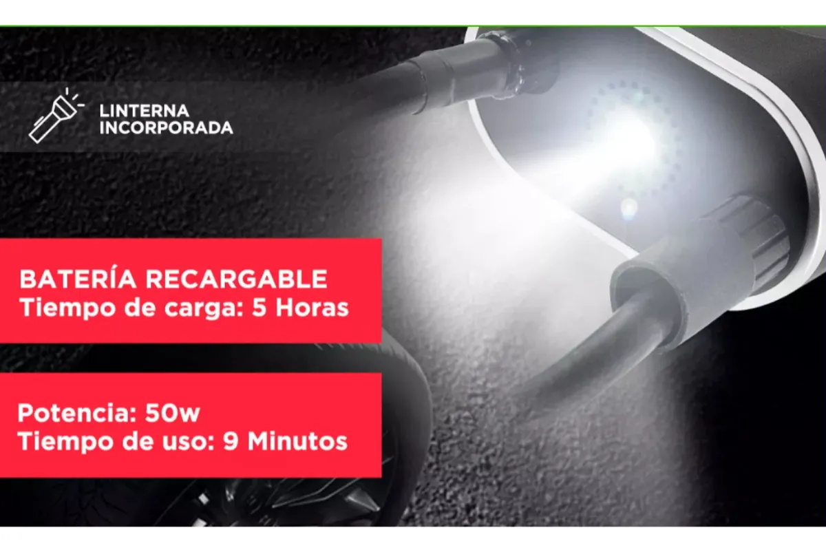 Compresor De Aire Portátil Recargable Auto Moto Linterna