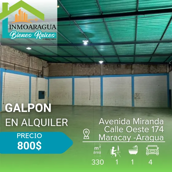 Galpón En Alquiler/ Avenida Miranda Calle Oeste Maracay/ Pg1112