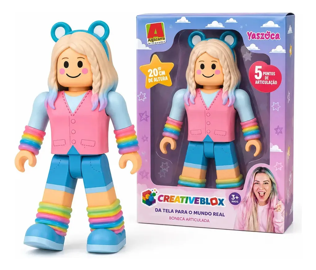 Boneca Yaszoca Creativeblox Roblox Licen&ccedil;a Roblox Articulada 20cm Gamer.