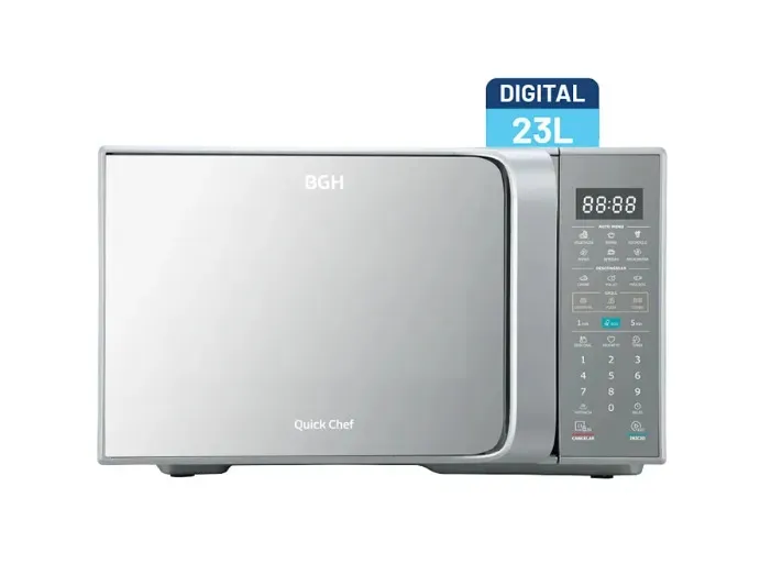 Microondas BGH QuickChef Digital Inverter con Grill Silver 23L