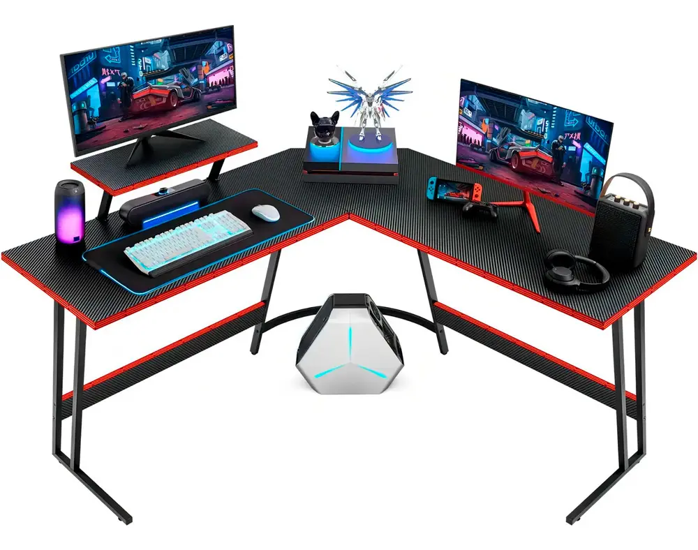 Escritorio Gamer En L Gadnic Mfc Textura Carbono Estructura Acero Medidas 130x50x74