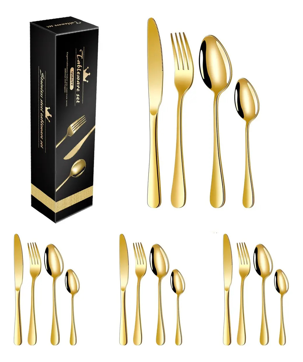 Conjunto 16pcs Talheres Ouro