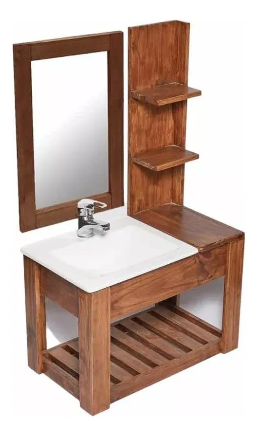 Combo Vanitory Colgante 70cm + Estante + Espejo Nórdico Moda