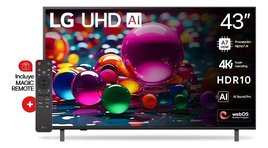 Smart TV LG 43 Pulgadas UHD 4K con AI ThinQ - 43UA8050PSA