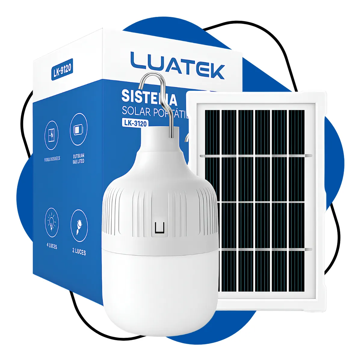 Lâmpada Luz Led Lampião Solar Recarregável Camping E Pesca Branco