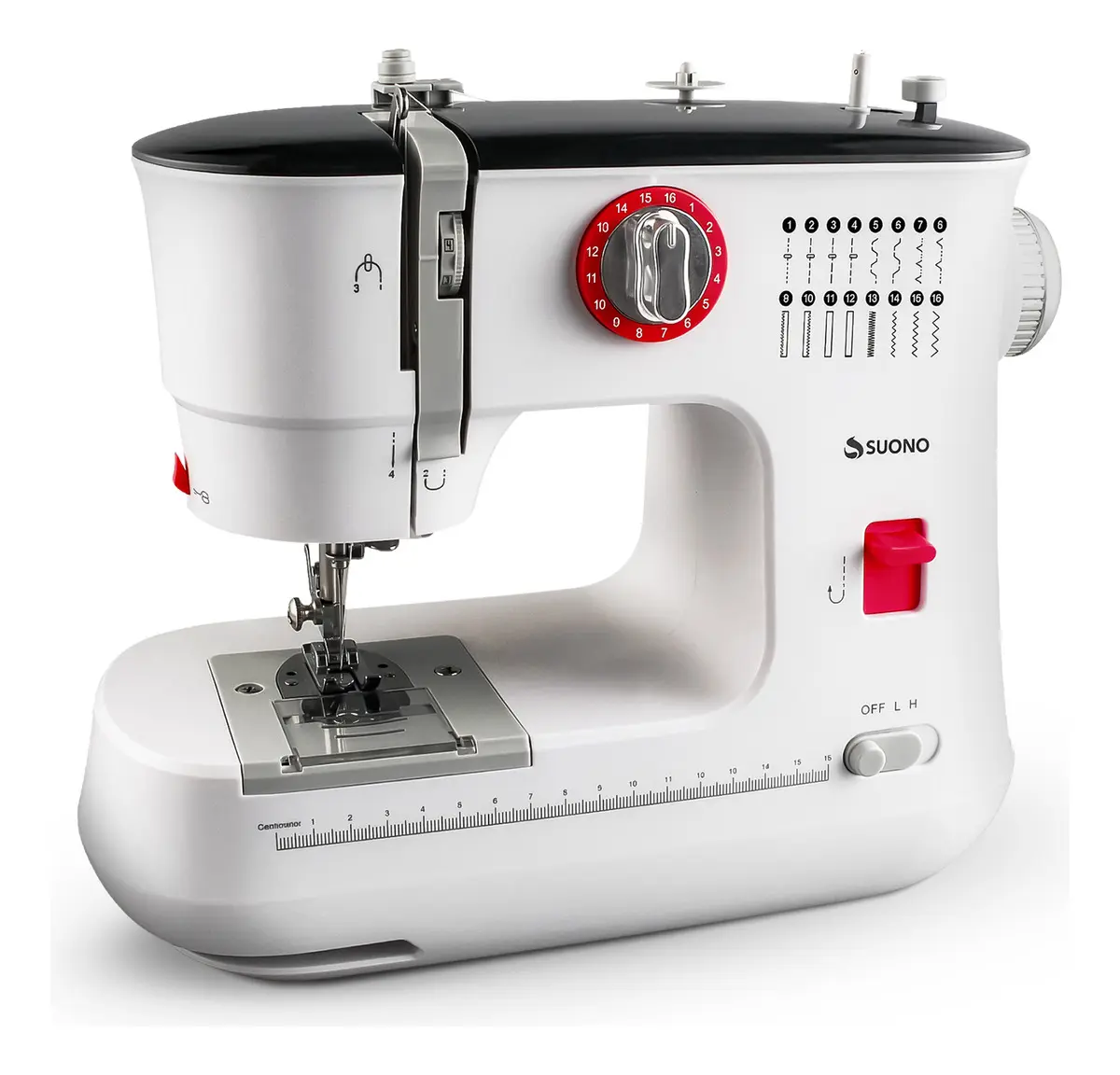 Maquina De Coser 16 Puntos Puntadas Suono Portátil Con Pedal Accesorios Color Blanco