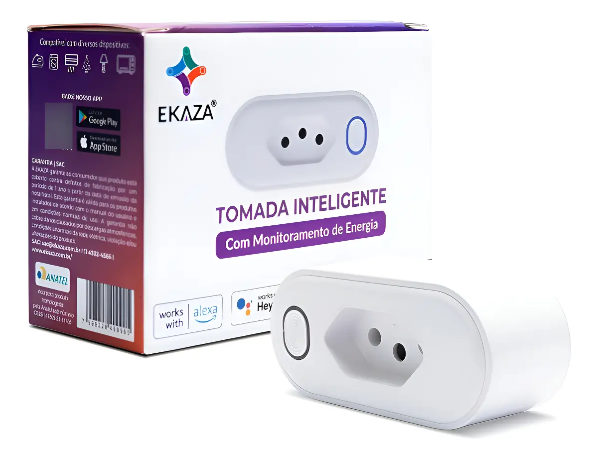 Tomada inteligente EKAZA T005 16A com monitoramento de energia