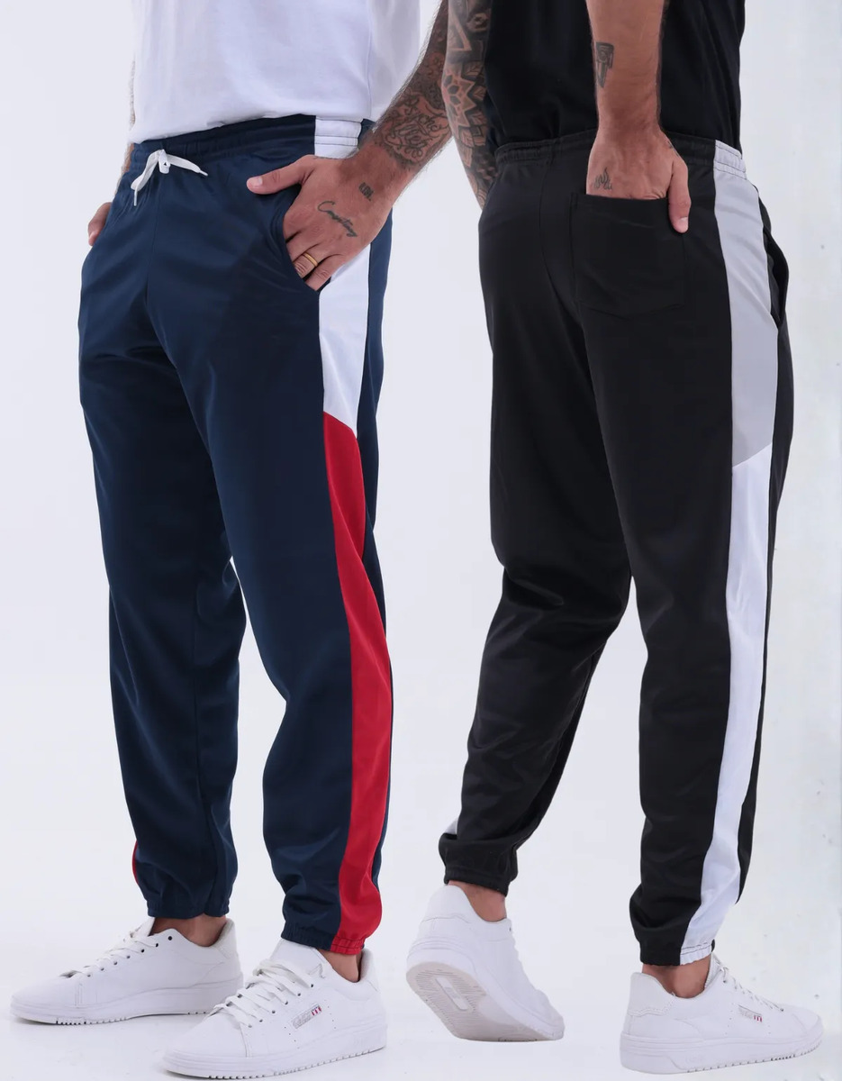 Kit2 Calça Moletom Masculina Academia Corrida Chimpa Esporte Preto G